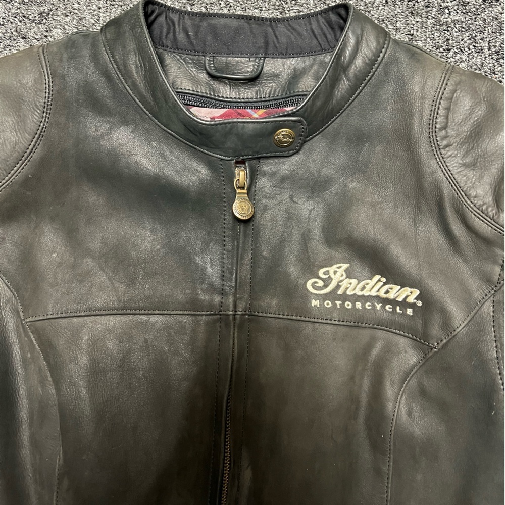 Indian Motorcycle Licensed Black Full Leather Coat Jacket Size: Women's XL - Picture 6 of 14